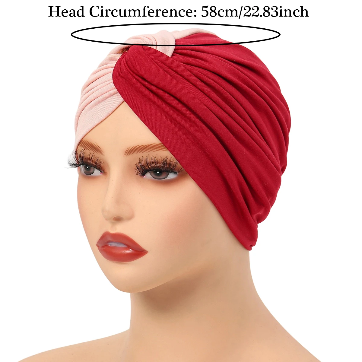 Muslim Color-blocking Hijab Cap Undercap Hijabs Women Abaya Islamic Abayas Jersey Instant Wrap Women Arabic Caps