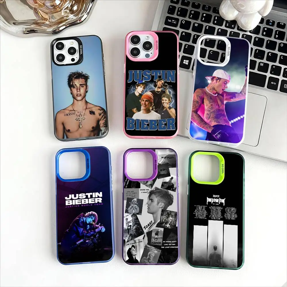 Moda j-justin bieber caso de telefone para iphone 11 12 13 14 15 16pro max plus proteger chapeamento capa de telefone