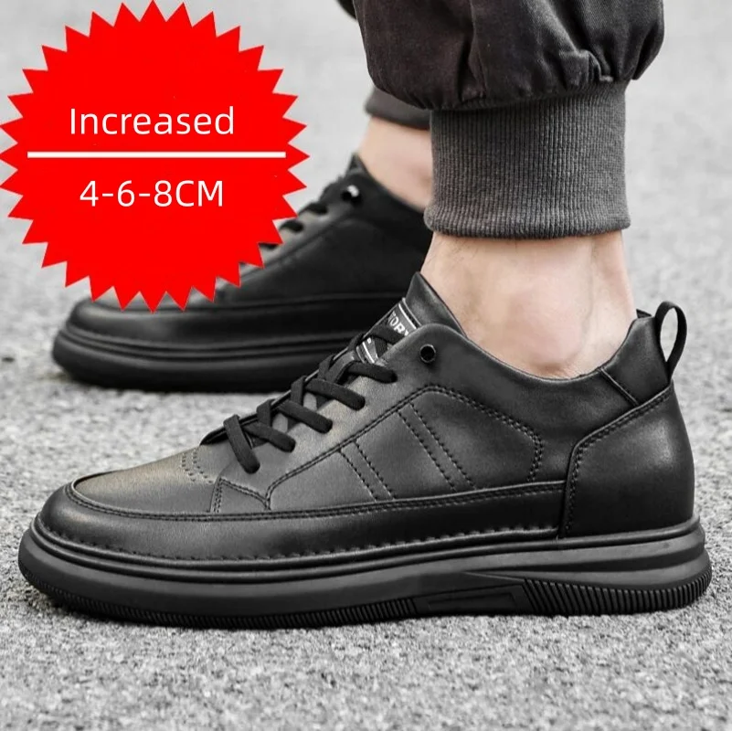 

Casual Elevator Shoes for Men Height Increase 4-6-8CM White Black Tall Lift Sneakers Comfortable Heightening Footwear