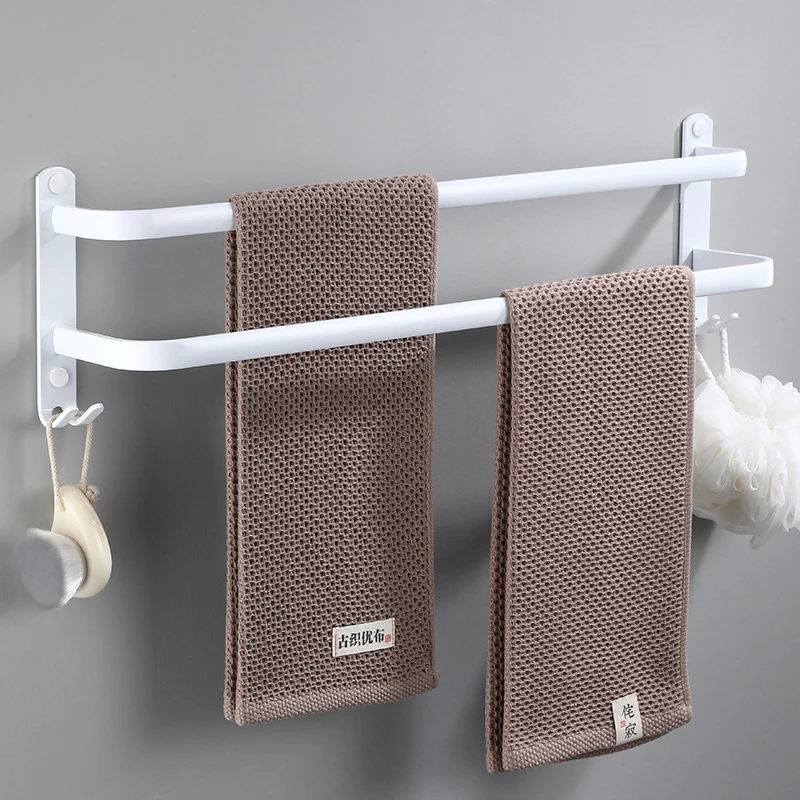 ULA White Bathroom Shelf 30/40/50 cm Kitchen Wall Shelf Shower Holder Towel Rack Towel Bar Robe Hooks Bathroom Accessories