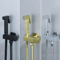 Brusehd Gold Spray Gun Shower Handheld Bidet Sprayer Set Brass Handheld Toilet Bidet Faucet Sprayer Shower Nozzle Self Cleaning