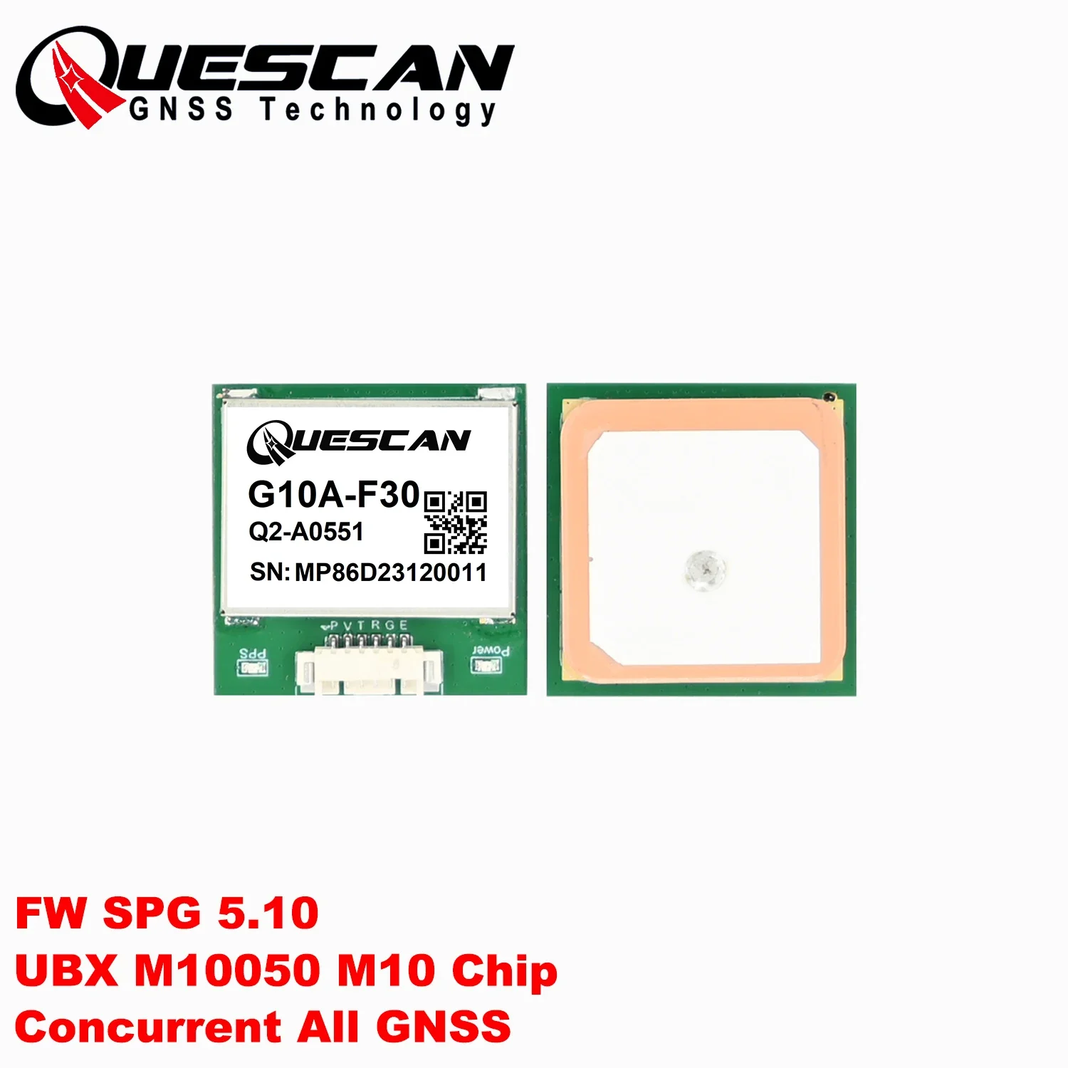 

Quescan G10A-F30 UBX M10050 M10 GPS GNSS Module NMEA0183 for Drone UAV FPV GPS Galileo BeiDou GLONASS QZSS SBAS Antenna Receiver