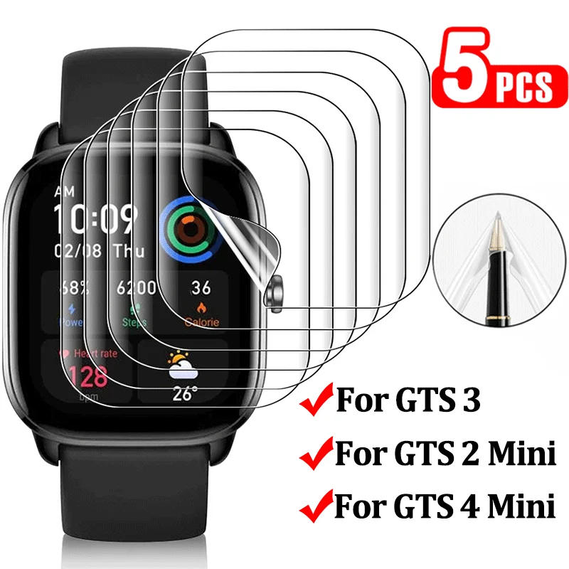 Protector de pantalla suave para Amazfit GTS 3/GTS2 Mini/4 GTS, película de hidrogel para Huami Amazfit GTS 2 3 4, película de TPU antiarañazos