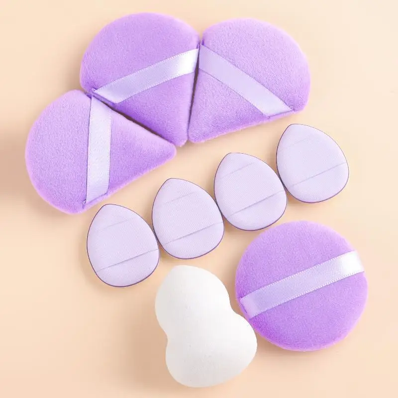 Conjunto de esponjas de maquiagem profissional com 9 peças para aplicação de base, pó e blush