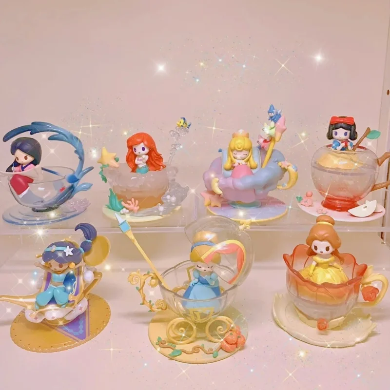 Anime Disney Princess Tea Cup Sweetheart D-Baby Series Blind Box White Snow Ariel Doll Decoration Fashion Collection Toys Gifts