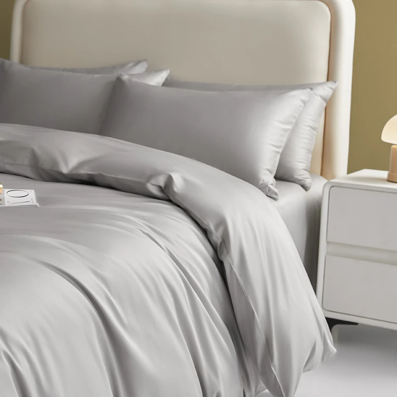 1pc Light Gray Duvet Cover Silky Smooth Breathable Lyocell Quilt Cover Luxury Simple Home Hotel Bedding 229*229 Drop Shipping
