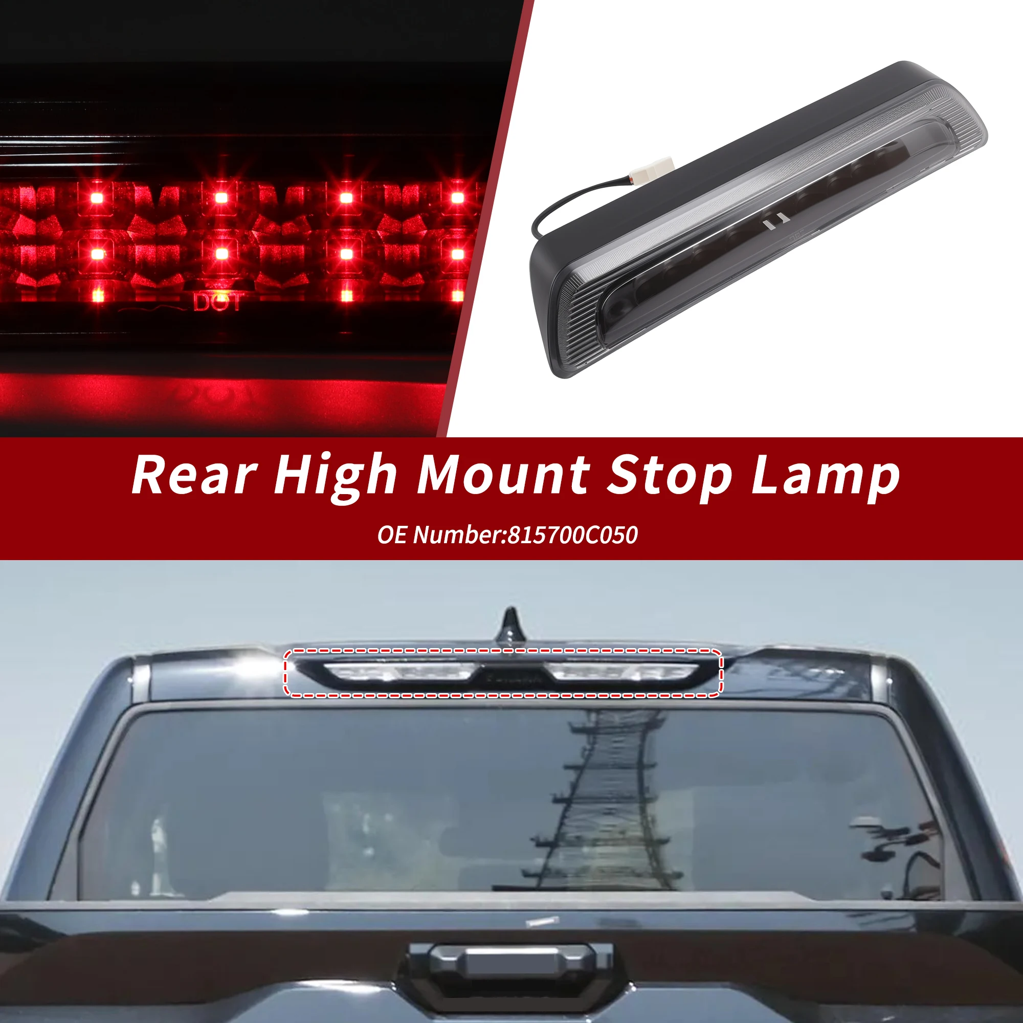UXCELL High Mounted LED Third Brake Light for Toyota Tundra 2007-2016 815700C050