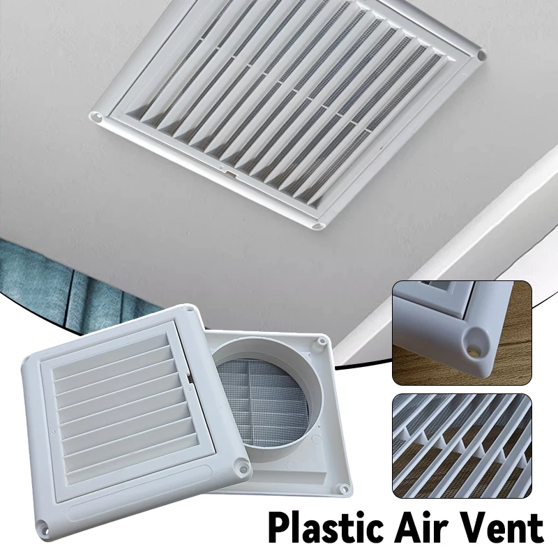 

Square Plastic Air Vent Cover Anti-Insect Mesh Ventilation Grille for Wall Ceiling Bathroom Kitchen Outlet Inlet White 1PC