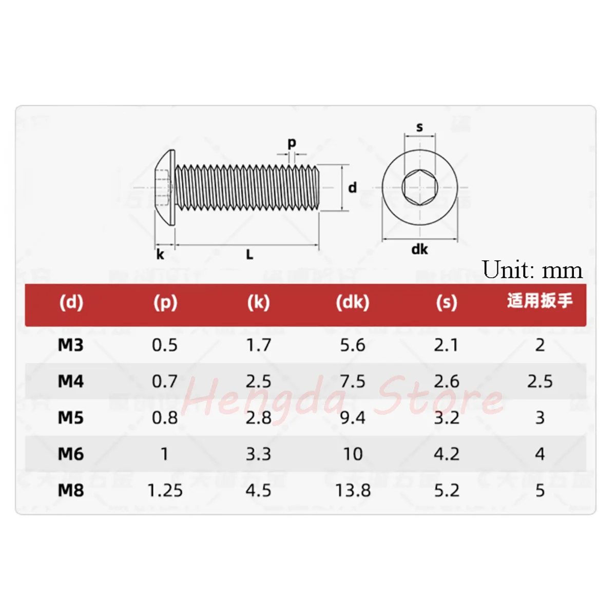 6061 Aluminium Bolt M3 M4 M5 M6 M8 ISO7380 Aluminum Alloy Hex Hexagon Socket Button Head Allen Bolts Screw Length 6-50mm