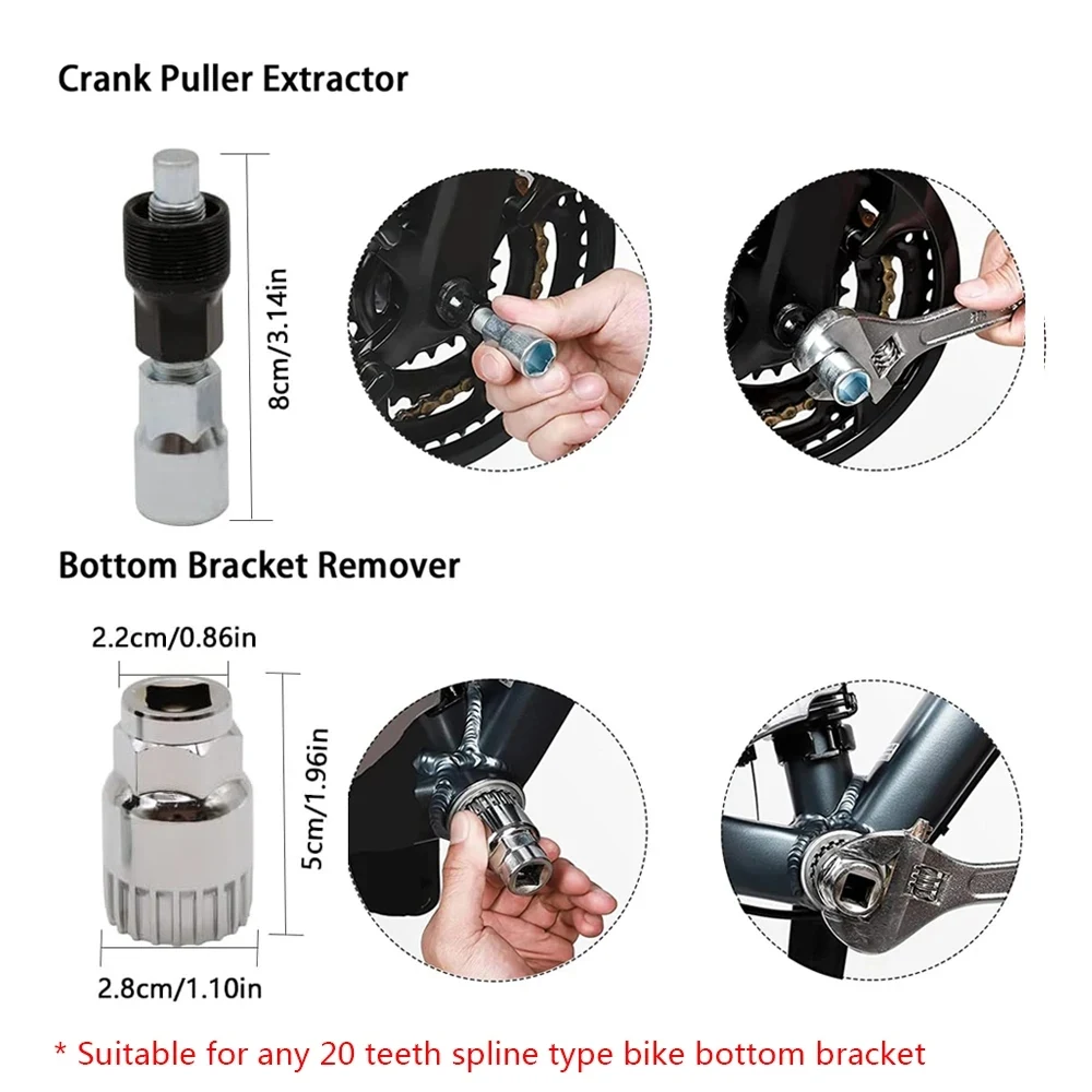 Professional Bicycle Repair Tools Set with Crank Puller Wrench Lockring Tool MTB Bike Bottom Bracket & Cassette Removal Tool Kit image 6