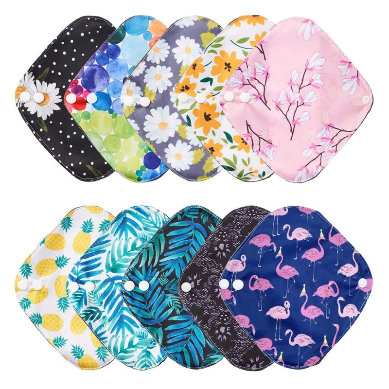 

10PCS Small Size Bamboo Charcoal Reusable Sanitary Pads Daily Light Flow Panty Liner Incontinence Period Washable Menstrual Pads