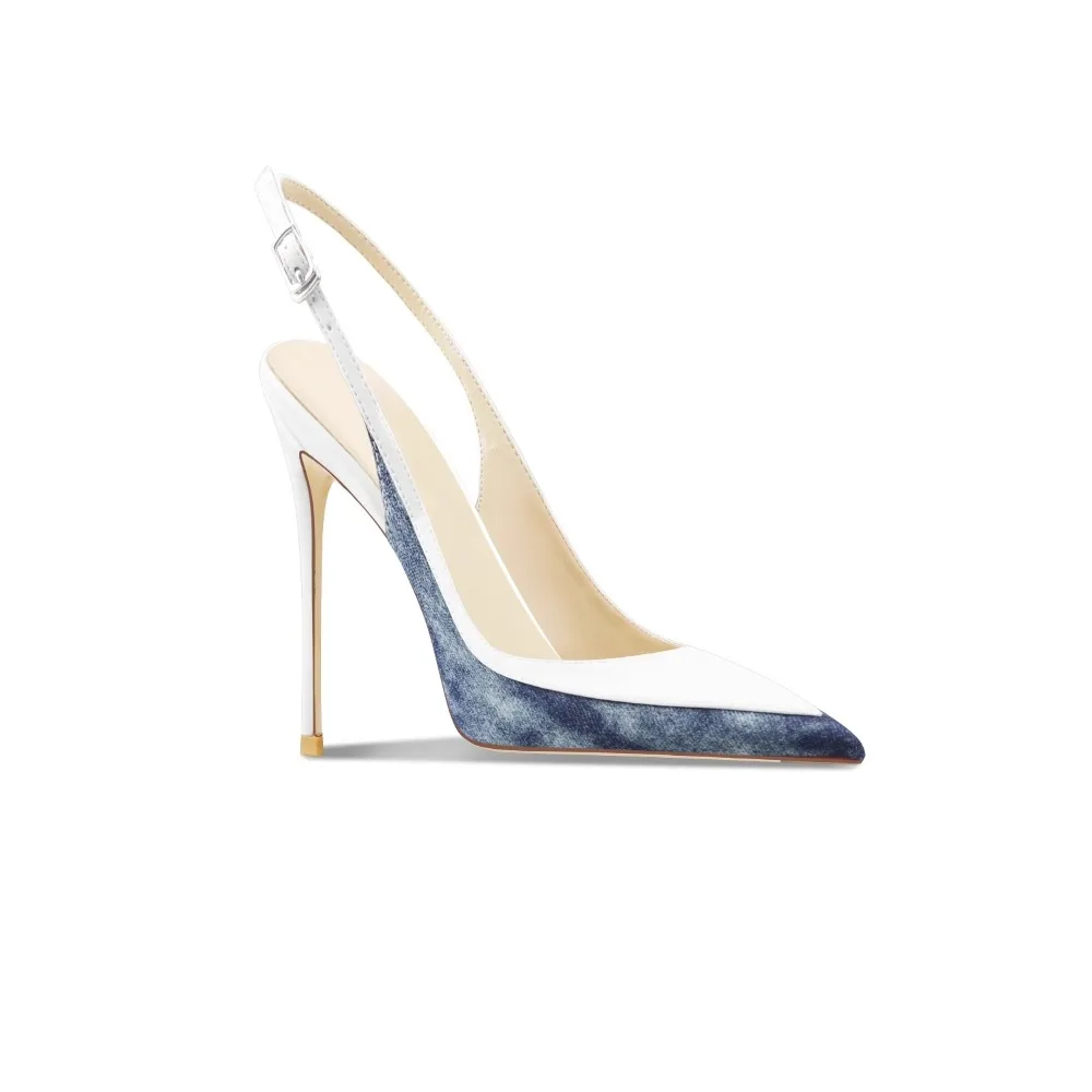 صنادل بيضاء عالية الكعب 2025 صيف جديد بمقدمة مدببة وكعب رفيع أحذية مكتب عصرية مريحة #5