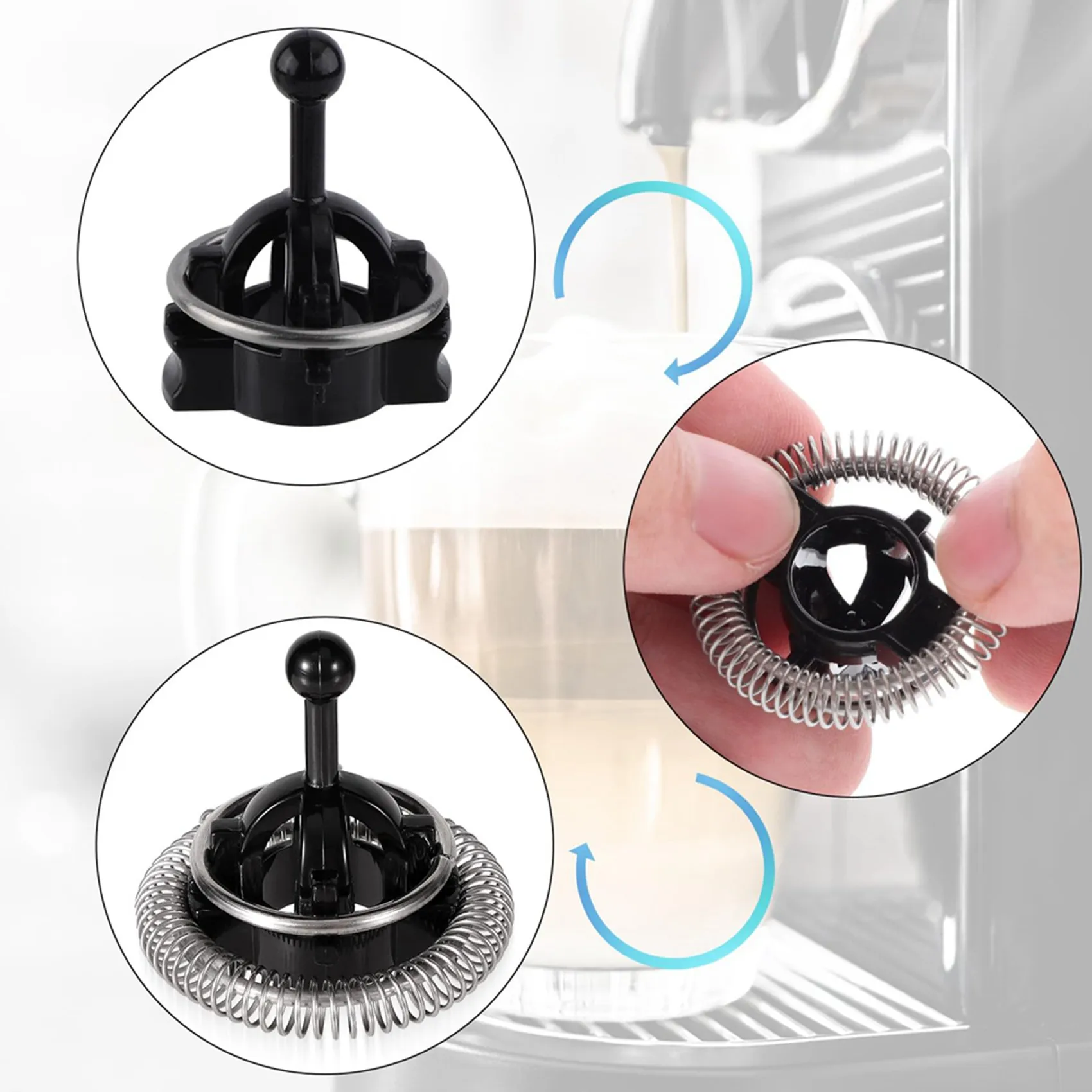 T83C-4 piezas de espirales de resorte para batidor Nespresso Aeroccino 3/4 / Plus, piezas de anillo de espirales de acero inoxidable para batidor de espuma de leche