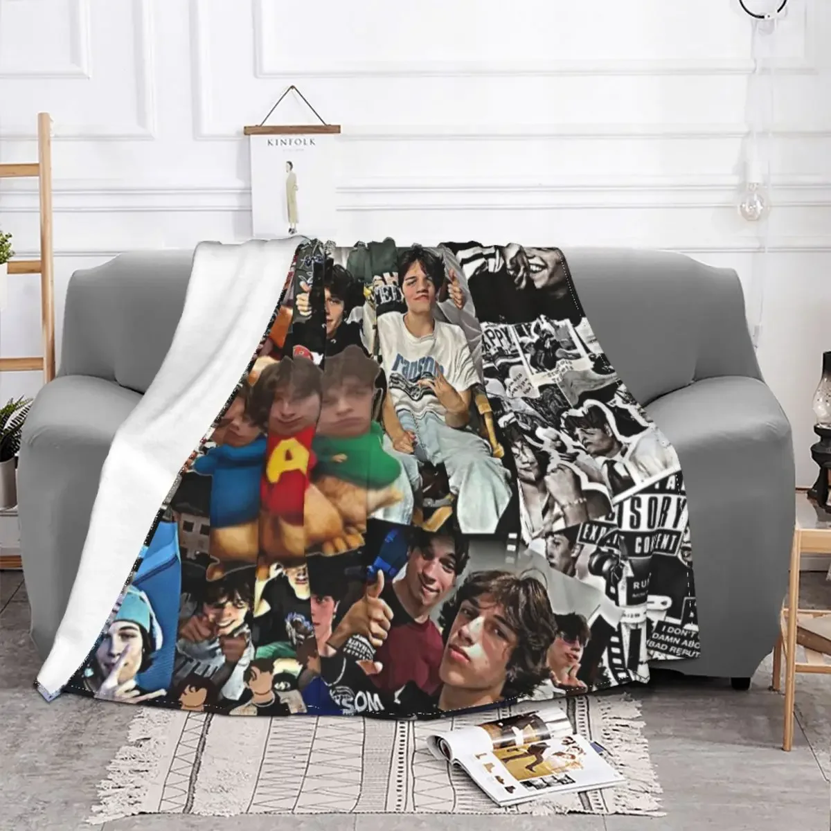 

Baby Blankets Sturniolo Triplets Plaid Sofa Cover Flannel Winter Handsome Boy Collage Super Throw Soft for Bed Outdoor Quilt