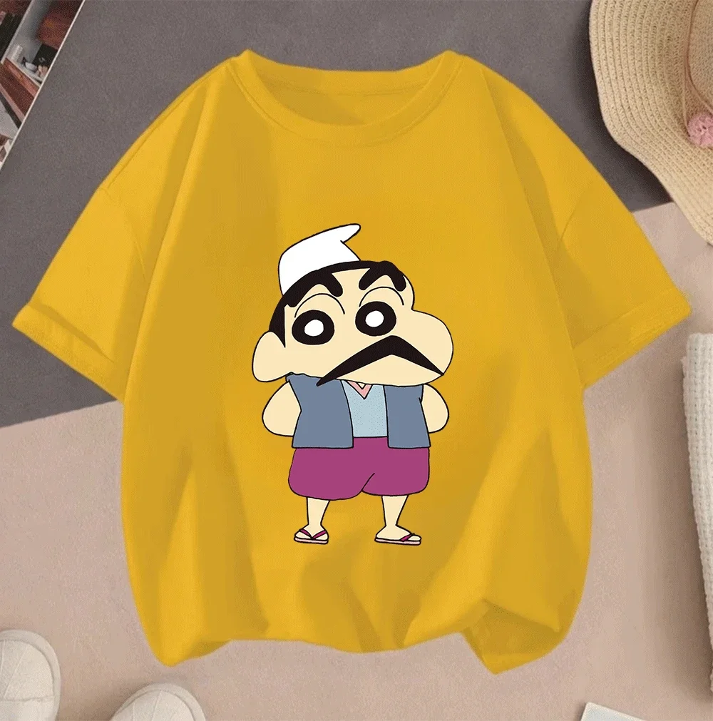 

2026 New Hot Fashion Summer Casual Crayon Shin Chan Cartoon Short Sleeve Tee For Kids Teenager Boys Girls