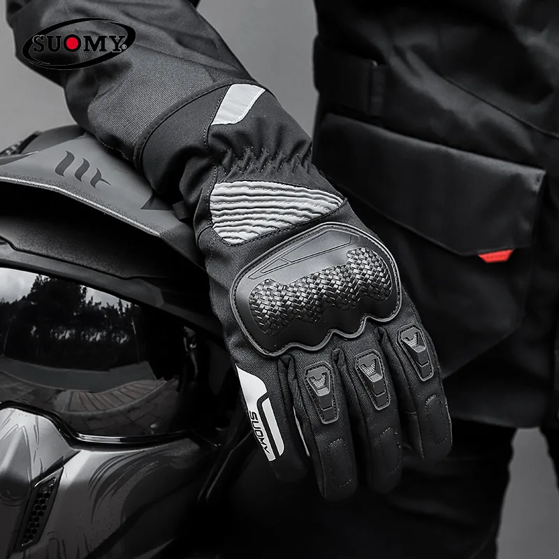 Long Winter Warm Motorcycle Gloves Black Guantes Moto Invierno Warm Touch Screen Waterproof Windproof Gloves Protective Riding