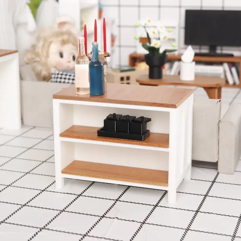 1/12 Scale Dollhouse Miniature Furniture Shelf Cabinet Operator Counter Bar Dollhouse Kitchen Accessory pla nontoxic