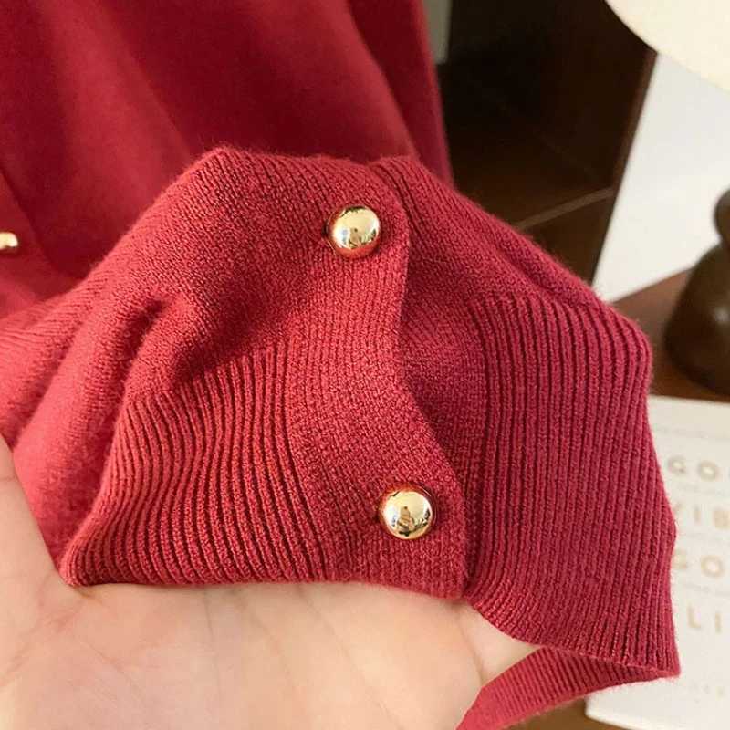 2025 레트로 싱글 브레스티드 여성 캐주얼 솔리드 긴팔 니트 스웨터 가을 겨울 신상 카디건 여성 상의