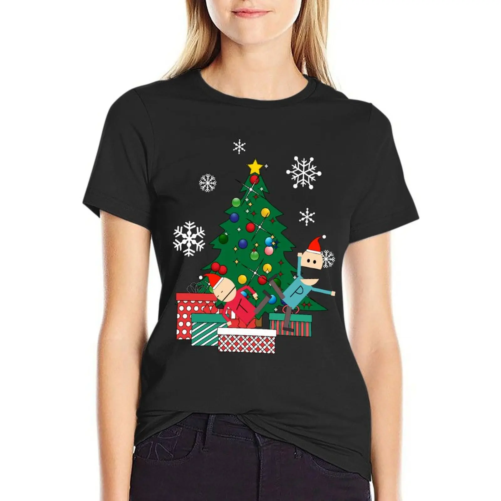 

Terrance And Phillip Around The Christmas Tree T-Shirt customs funnys Women t shirt