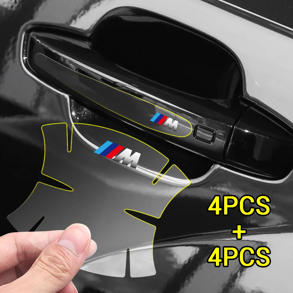 8PCS Transparent Car Door Handle Protector Film Sticker Auto Bowl Anti-scratch Stickers Decals For BMW M Performance M3 M5 M6 X5