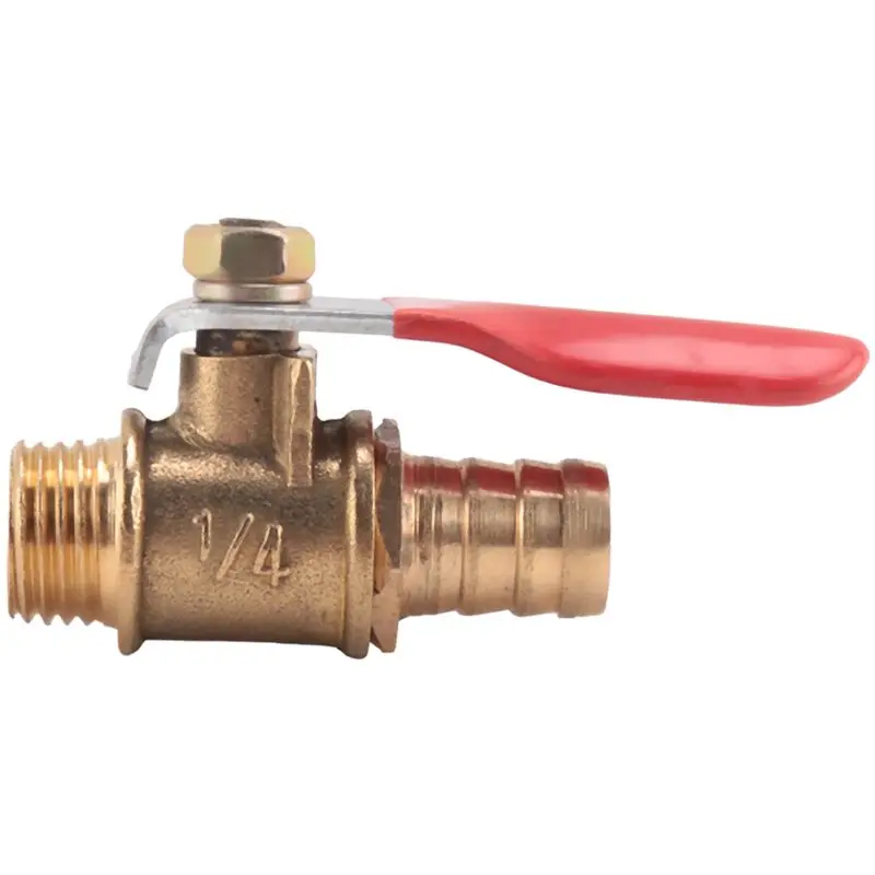 DT39 3X 1/4 Inch PT Male Thread Full Port Lever Handle Hose Barb Brass Ball Valve for Piping System