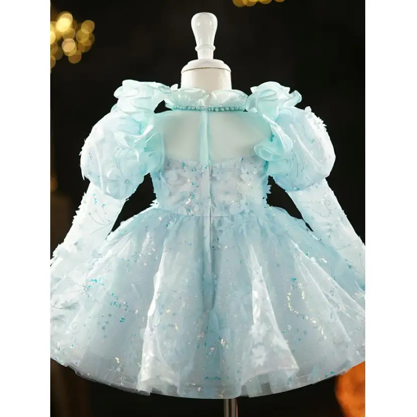 High-End Children's Princess Evening Gown Kids Catwalk Performance Clothing Wedding Birthday Baptism Eid Party Girls Dress A3168