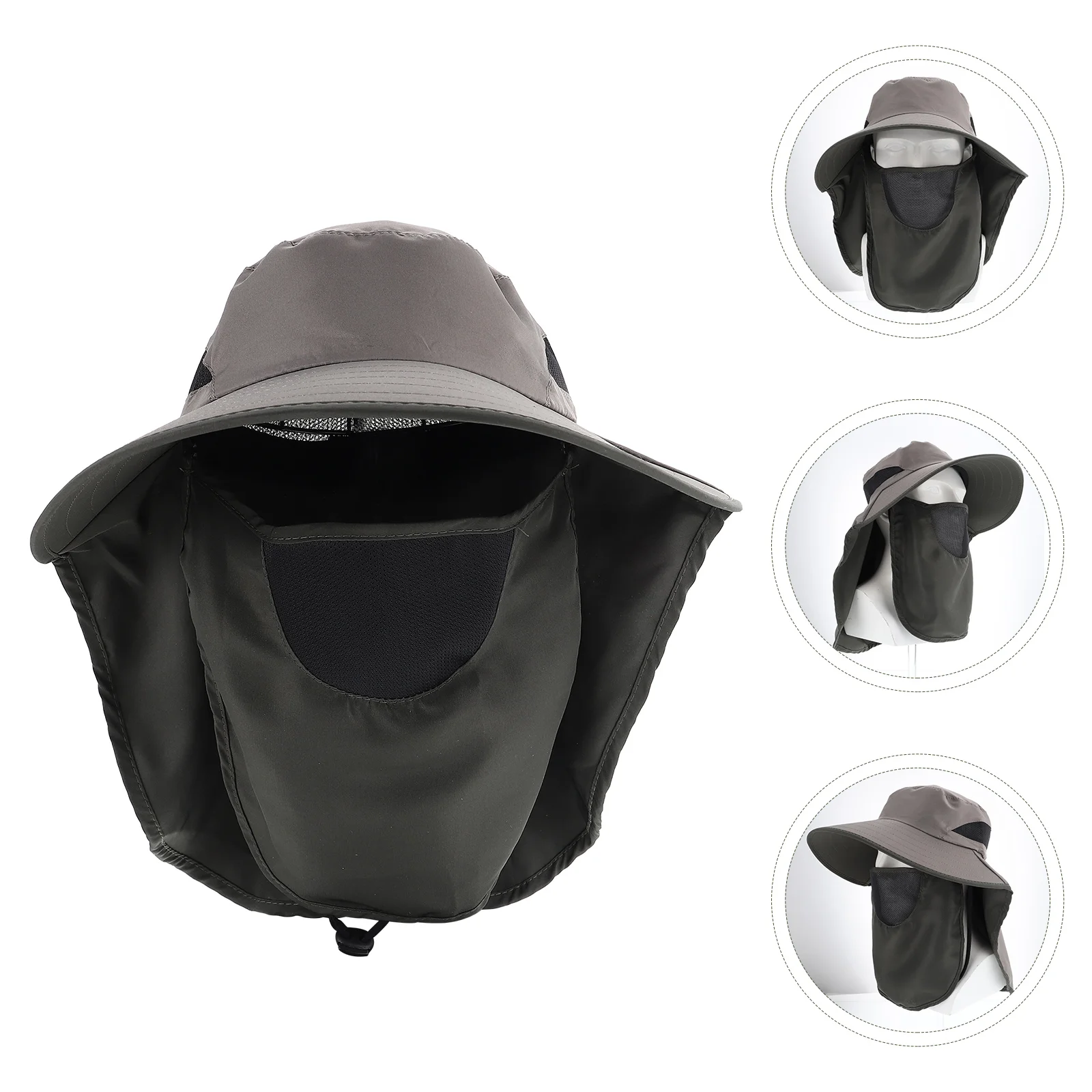 

Cotton Sun Protection Hat Men Outdoor Windproof Breathable Wide Brim Fishing Sunhat Summer Gardening Face Cover