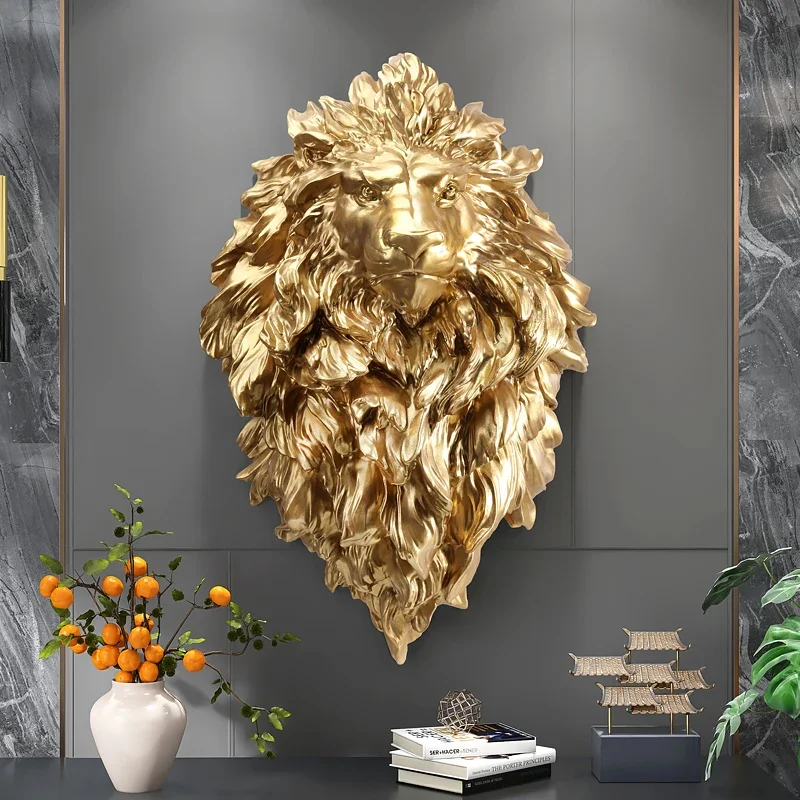

Lion Head Wall Decoration Nordic Background Wall Decoration 3D Three-dimensional Wall Decoration Porch Pendant Home