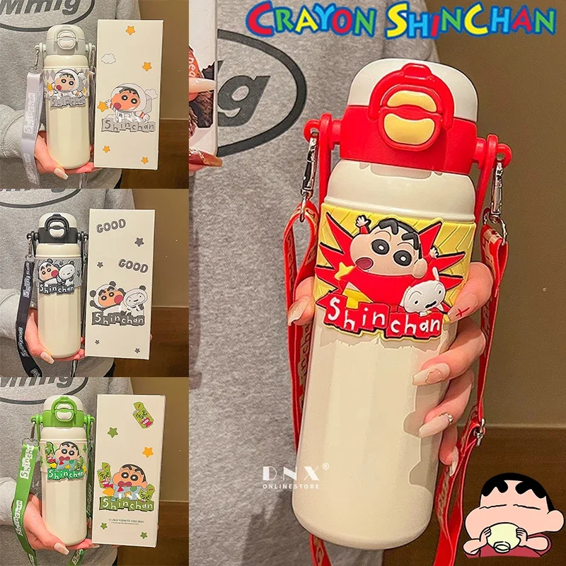 

Crayon Shin-chan Cartoon Children Vacuum Cup Anime Stainless Steel Kindergarten Straw Cup Large Capacity Portable Thermos Mugs