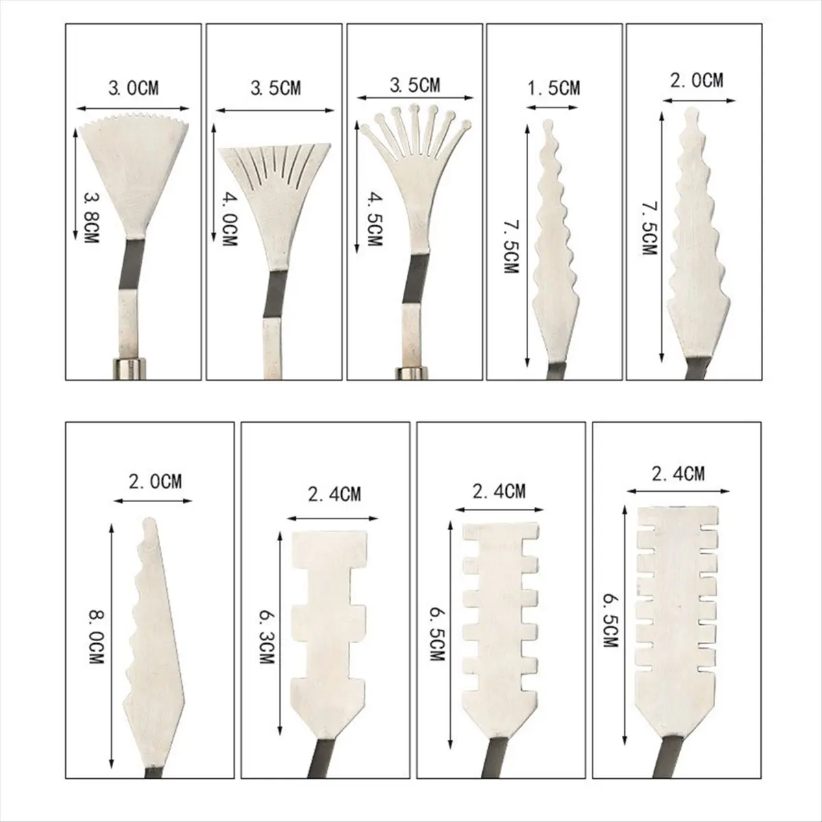 AT13 9PCS Professional Stainless Steel Palette Scraper Set Spatula Palette Knife Painting Mixing Scraper Set