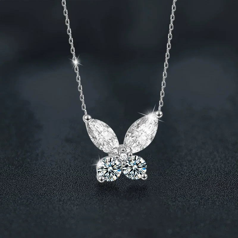 

ZFSILVER Fashion Trendy s925 Silver Luxury Moissanite Design Butterfly Necklace For Women Accessories Party Jewelry Gifts XMZ126