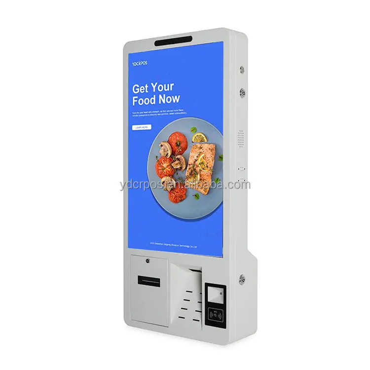 New 23.8 Inch Touch Screen Self-Ordering Kiosk For Restaurant Self-Checkout Payment Machine Optional Barcode Reader SDK Function