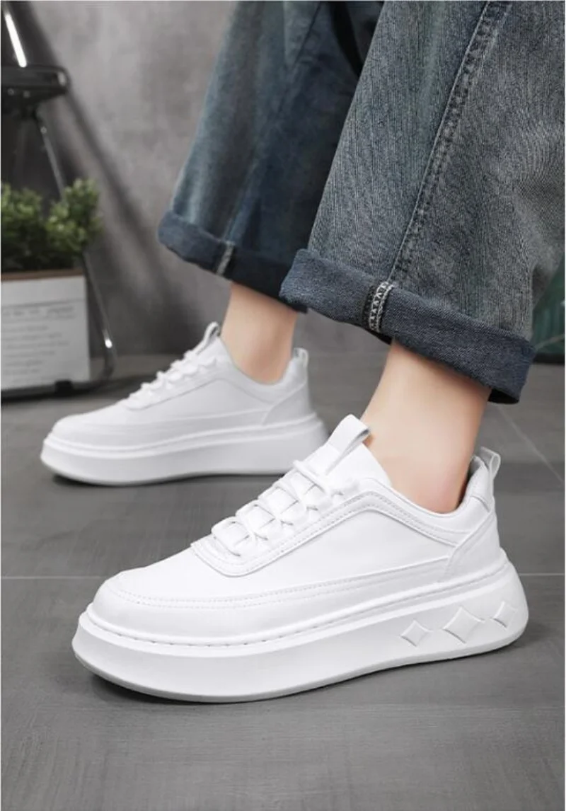 

Fashion White Men Casual Sneakers Outdoor Platform Runing Shoes Breathable Men Sport Shoes Light Walking Heightening Shoes