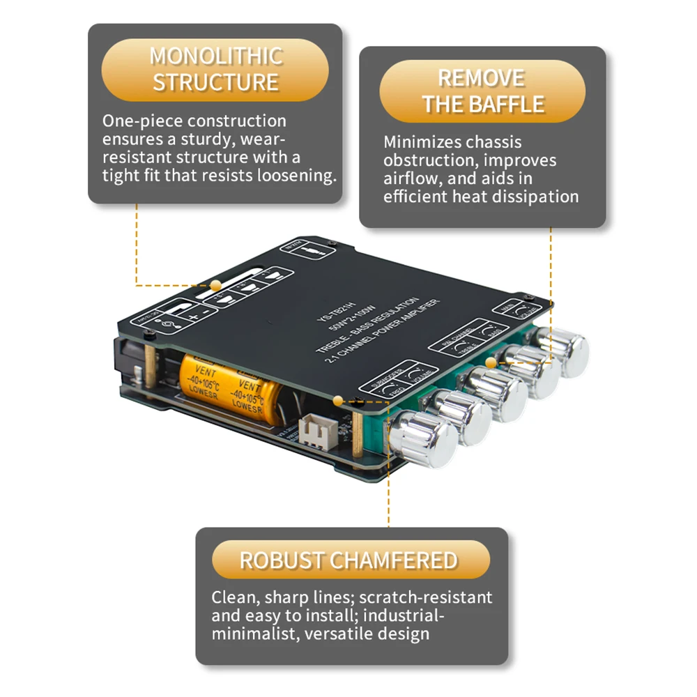 200W Stereo Subwoofer Module With AUX Input, Treble Bass EQ For DIY Speaker System YS-TB21 2.1 Channel Audio Amplifier Board