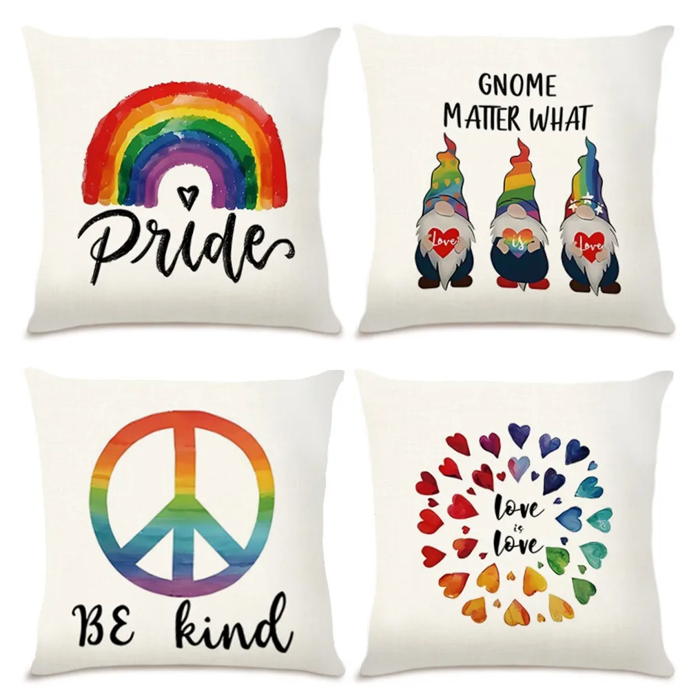 Artistic Rainbow Print Pattern Home Decor Pillowcase Bedroom Living Room Sofa Decoration Polyester Cushion Cover with Zipper