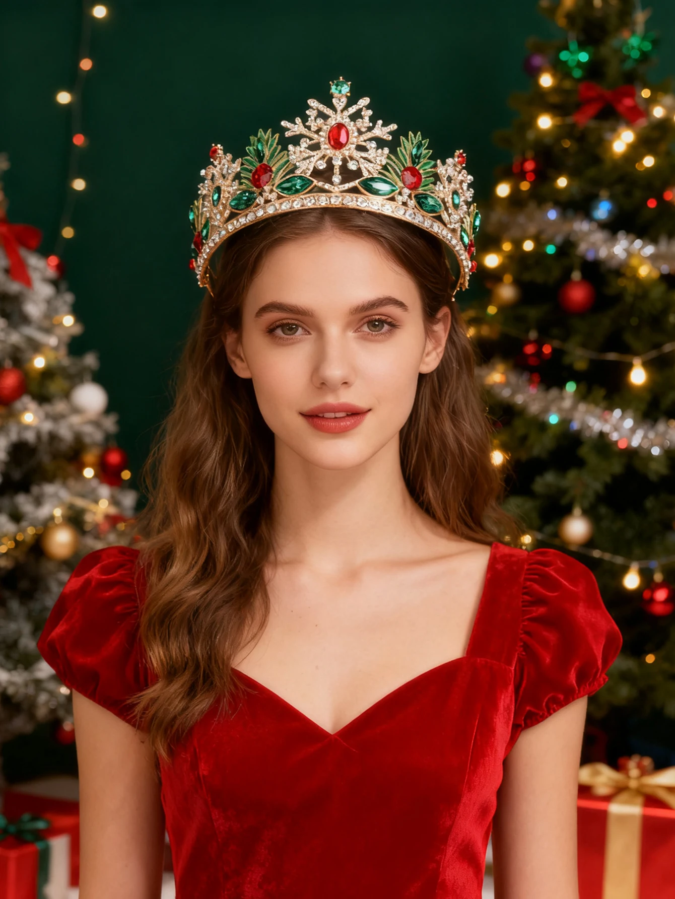 قطعة واحدة من أزياء عيد الميلاد وبسيطة على شكل تاج غزال عيد الميلاد وحفلات التاج وإكسسوارات الشعر وغطاء رأس على شكل تاج مرصع بالألماس #2