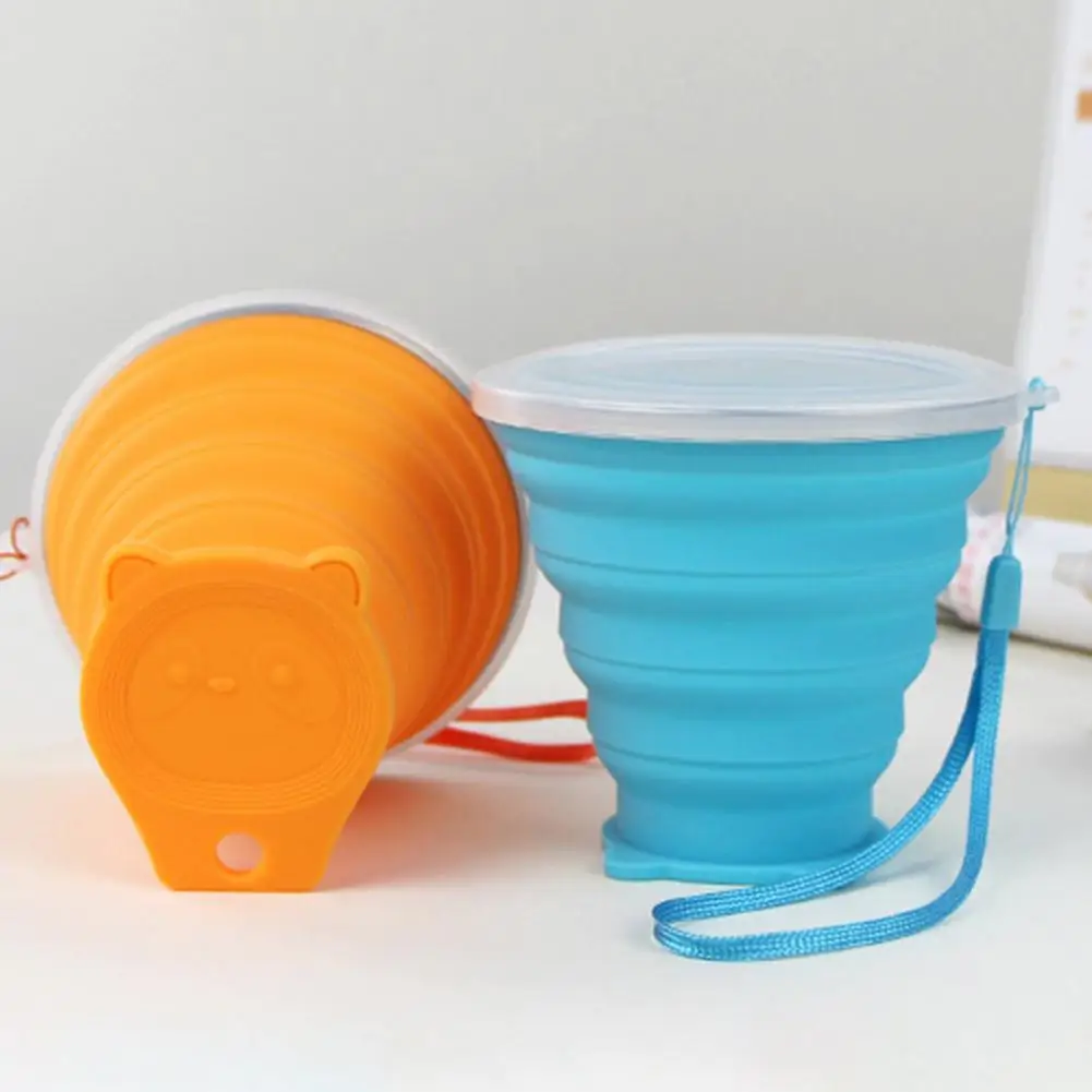 Foldable Water Bottle Outdoor Water Bottle Portable Silicone Water Cup with Lanyard Leak-proof Design Wide-mouth for Travel