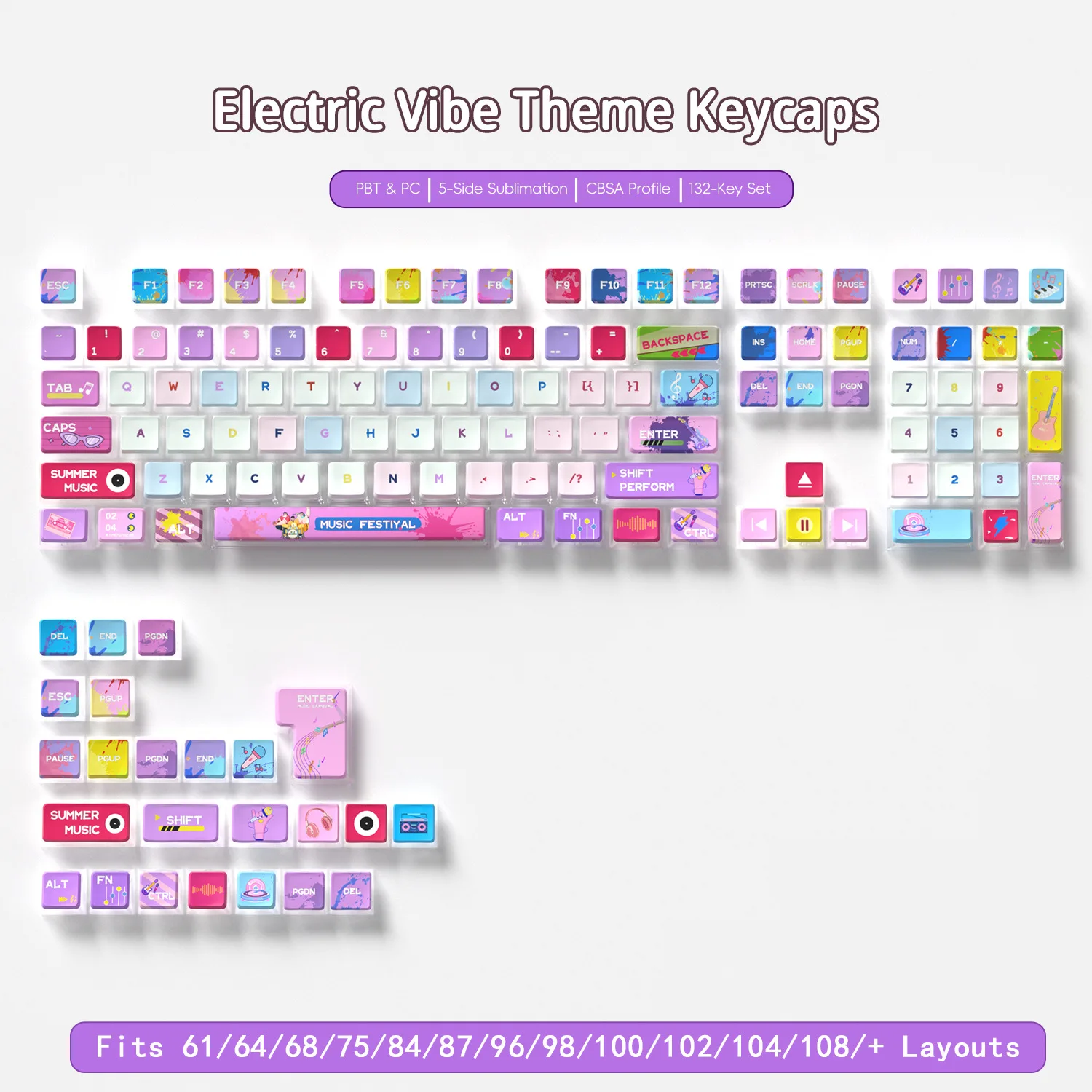 [White background on all sides - incoming call atmosphere] PC + PBT hot sublimation small full set of boxed mechanical keyboard