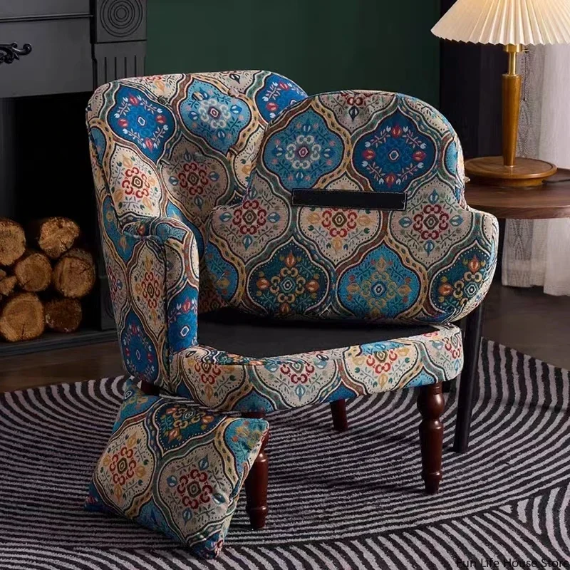 Amerykańska sofa w stylu retro, pojedyncze krzesło wypoczynkowe, krzesło tygrysie z tkaniny do salonu, recepcja i negocjacje, meble domowe