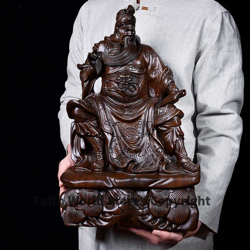 HOME Company store bring wealth making money town HOUSE The God of wealth GUAN GONG FENG SHUI red sandalwood carving statue