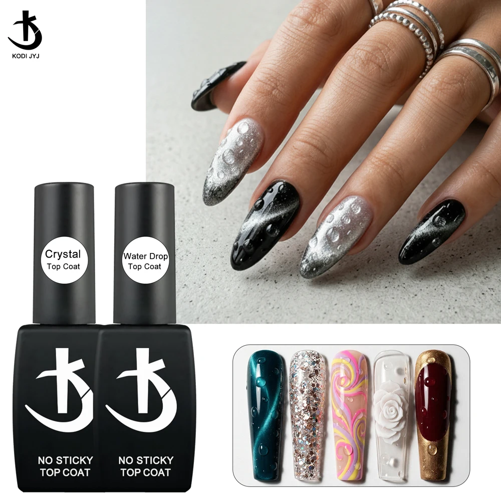 KODI JYJ 12ml Water Drop Top Coat Collocation Crystal Top 2Pcs Set Nail Art UV No Wipe Top Natural Water Droplets New Gel Polish