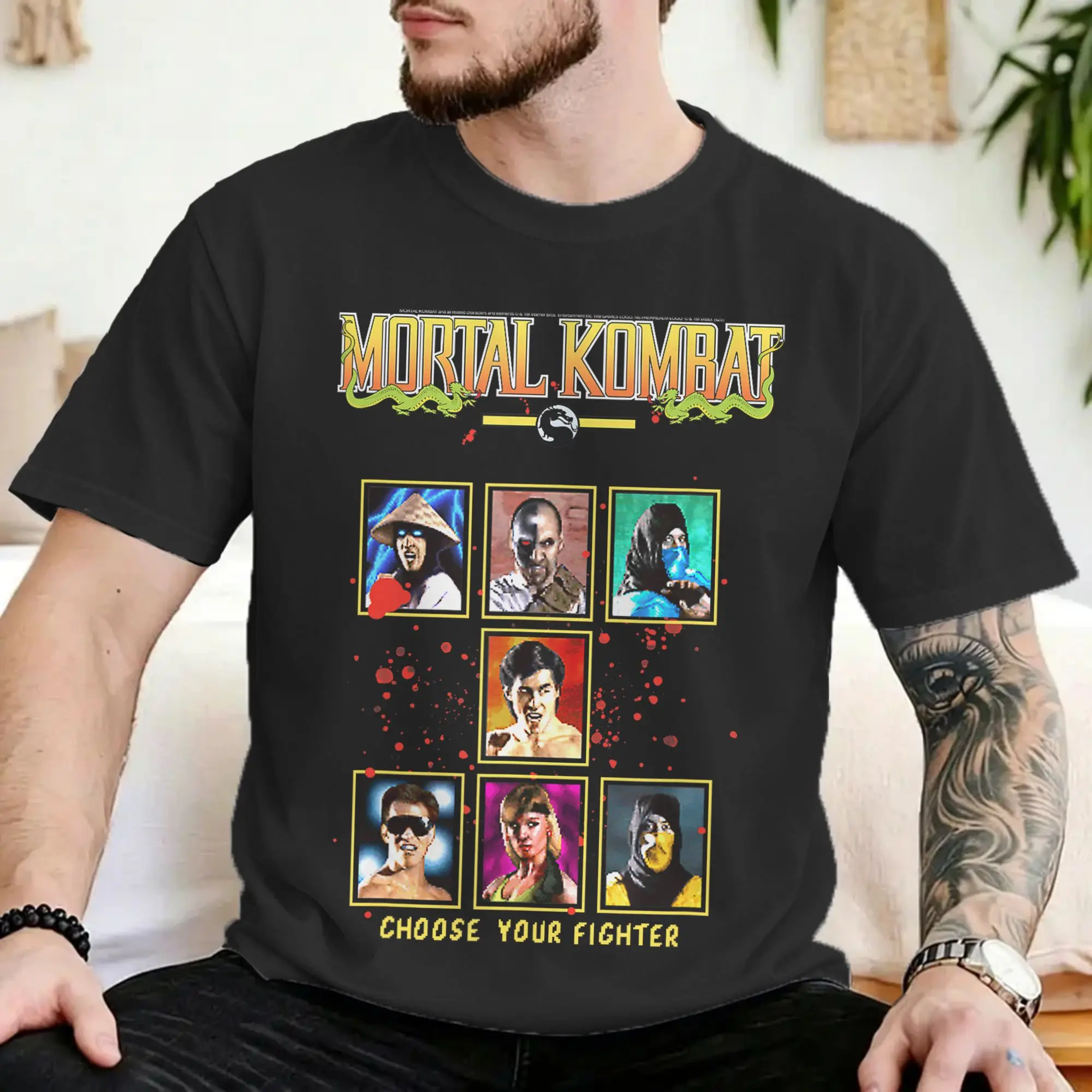 Hipster Mortal Kombat Choose Your Fighter T-Shirt Men Women's 100% Cotton T Shirts  Video Game Short Sleeve Tee Shirt Gift Idea