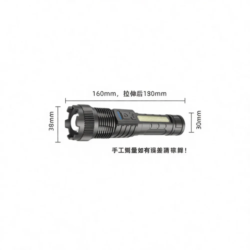 Heavy Duty LED Flashlight Zoomable Tactical Torch Handheld Light With Warning Strobe For Emergency Outdoor Survival Equipment