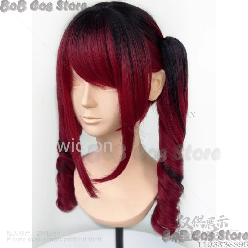 Jirai Kei Girl Cosplay Synthetic Wig Black To Red Gradient Heat Resistant Lovely Y2K Lolita Gothic Carnival Halloween Customized