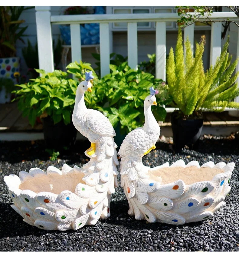 Peacock Succulent Planter, Outdoor Garden Patio Balcony Decor, Fresh Plant Pot for Landscape Display