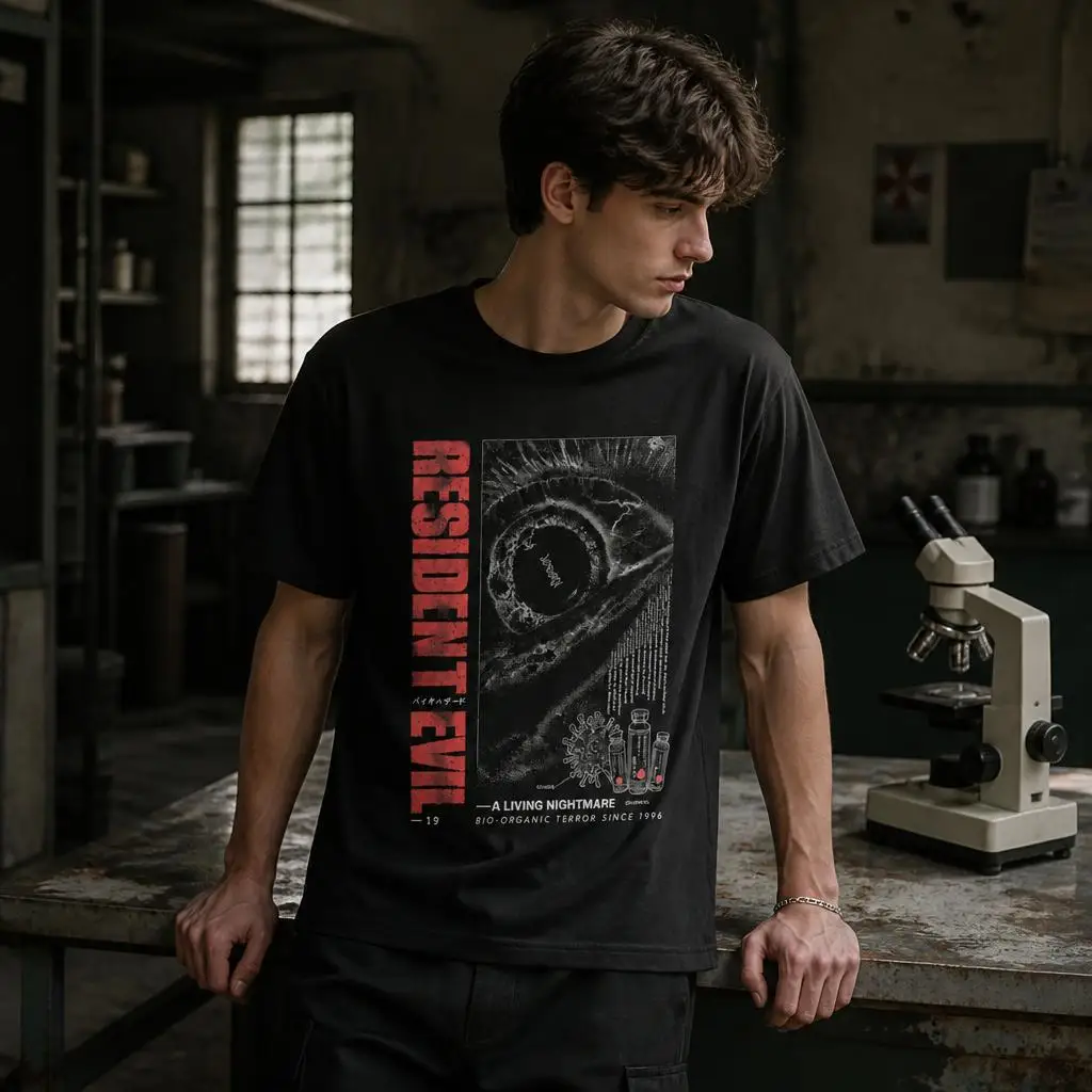 Vintage 90s Residents Evils Men Retro T Shirt 100% Cotton Clothing Fun Short Sleeve Tee Gift T-Shirts