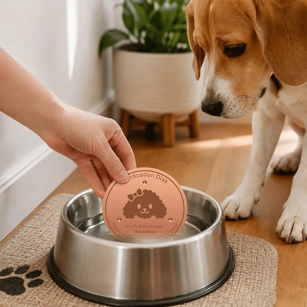Pure Copper Pet Water Filter Disc 99.9% Purification Plate99.9% Pure Copper Pet Water Purification Disk for Dogs Cats Natural