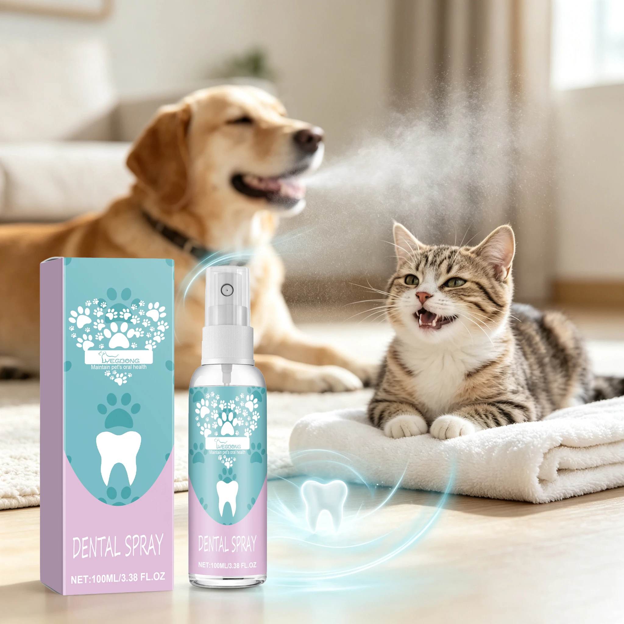 100ML Dental Care Spray Deep Cleaning Teeth Stains Eliminate Bad Breaths Anti-yellow Promote Gum Health Pet Oral Care Spray