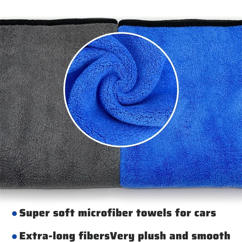 1-10pcs Microfiber Car Washing Towel Soft Quick Drying Windows Mirrors Wiping Rags Home Double Layer Cleaning Cloths 400GSM