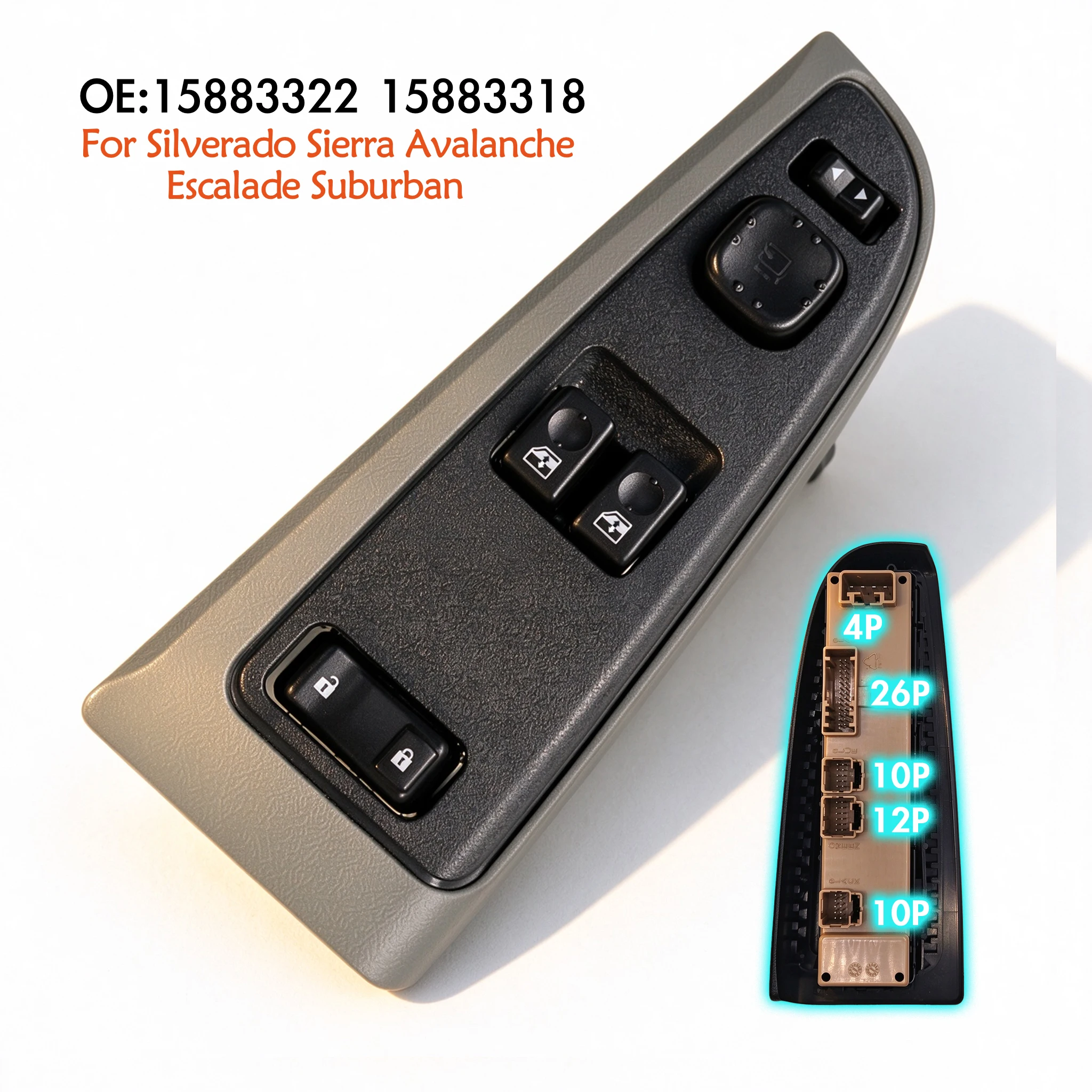 15883322 15883318 For Silverado Sierra Avalanche Escalade Suburban,Driver Side Power Window Switch Glass Lifter Control Button